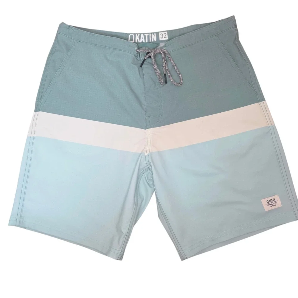Katin Mens 32 Stanley Blue Colorblock Stretch Hybrid Board Swim Shorts